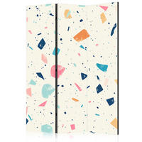 PARAVENT Einseitig Bedruckter 3-tlg 135x172 cm Terrazzo abstrakte Steine - Multicolor, Holz/Textil (135/172/3cm) - Muralo