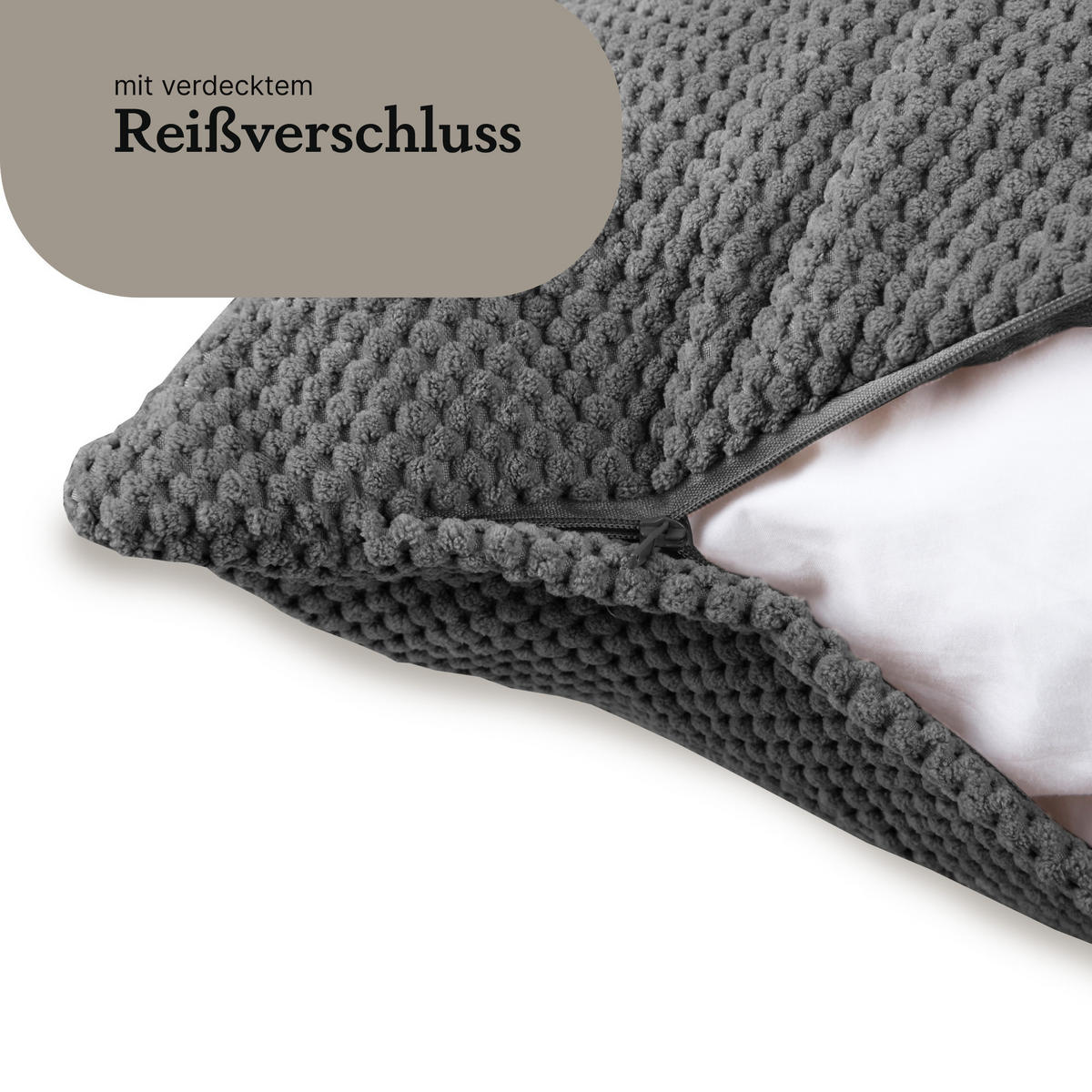 KISSENHÜLLE "Bubble" 60 cm x 60 cm in 3 Farben Graphit - Grau, Textil (60/60cm) - Bestlivings