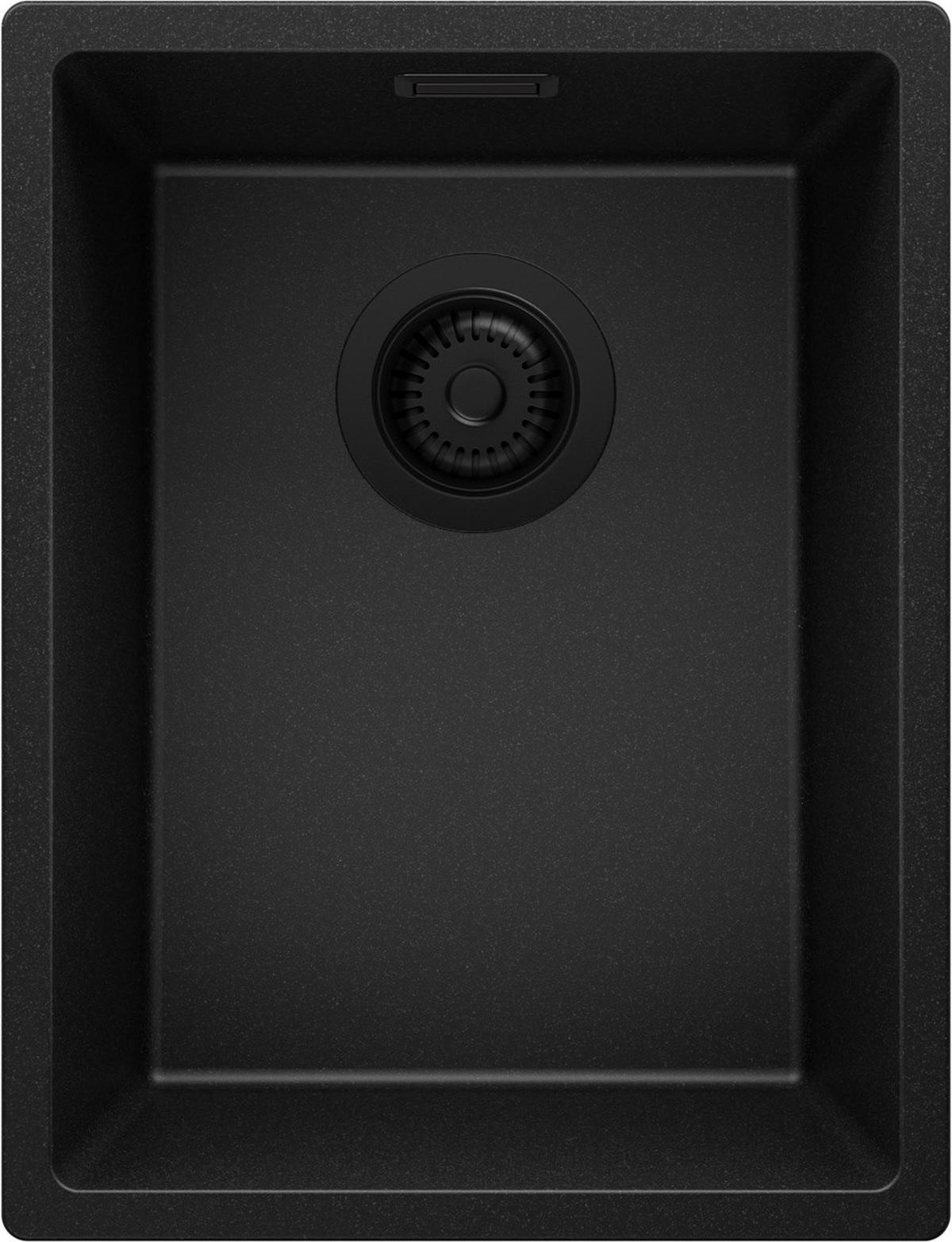 UNTERBAUSPÜLE GRANIT London, 2-er set Alles Schwarz 36/47 cm 1 Becken + Ablauf-Set ab 40er Unterschrank - Schwarz, Kunststoff (36/20/47cm) - Primagran