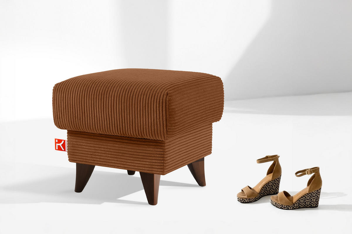 FUẞSTÜTZE GUSTAVO II, Rostbraun - Rotbraun/Braun, Holz/Holzwerkstoff (53/49/53cm) - KONSIMO®