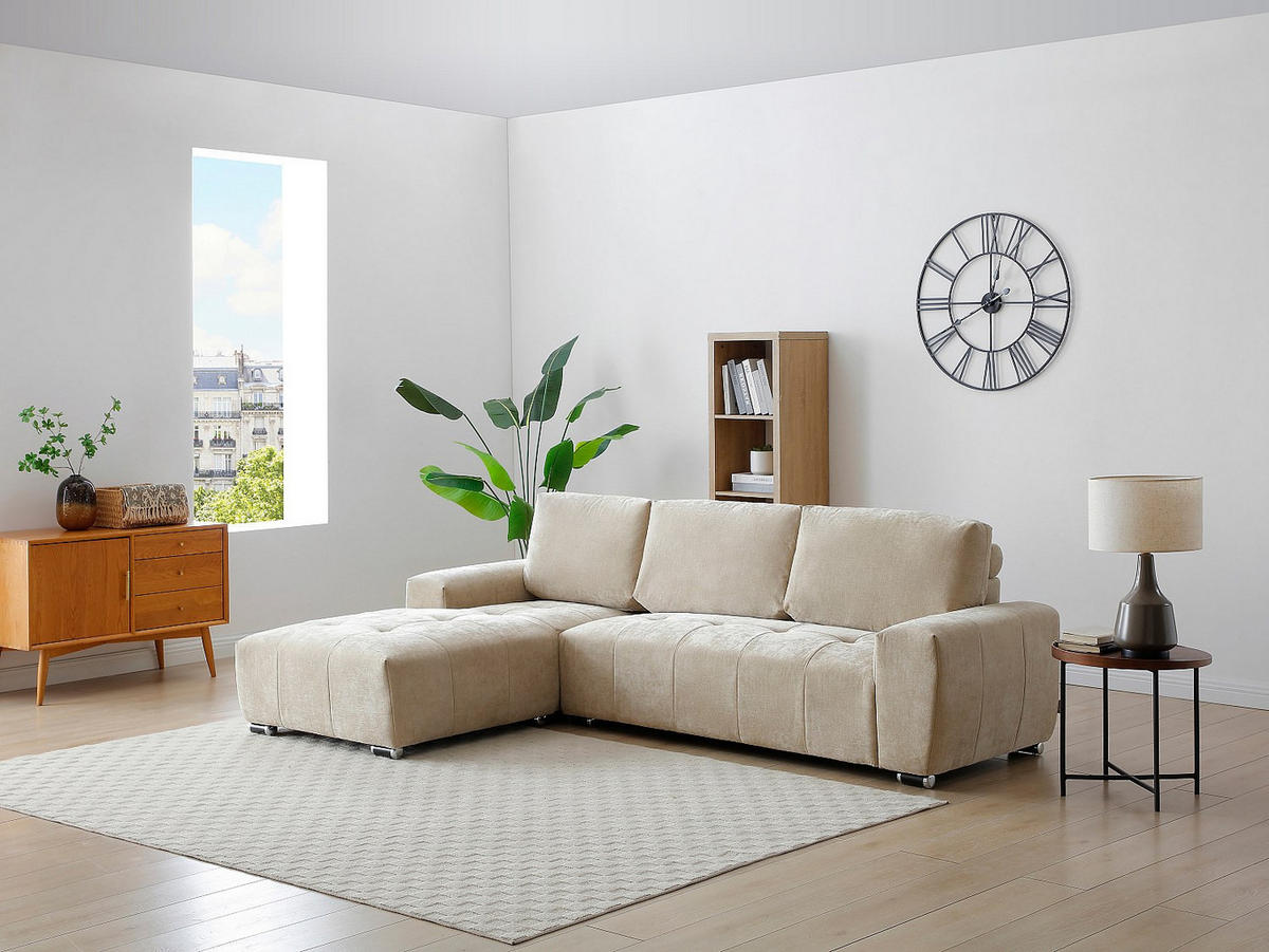 ECKSOFA - Ecke links - Stoff Beige - MICHELIA - Beige, Textil (268/174cm) - Vente-Unique