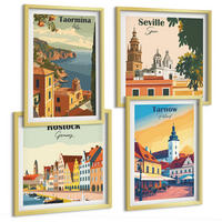 BILDER SET 4er Set - 50x50 cm & 40x60 cm Goldrahmen - Architektur der Küstenstädte - Goldfarben, Kunststoff (50/50cm) - TULUP