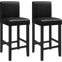 BARHOCKER 2er Set, Massivholz, Antirutschgummi, Kunstleder - Schwarz, Holz (41.5/110.5/48cm) - Woltu