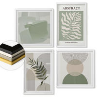 WANDBILDER 4er-Set - 50x50 cm & 40x60 cm Weißer Rahmen - Botanische Boho-Abstraktionen - Weiß, Kunststoff (50/50cm) - ArtPrintCave