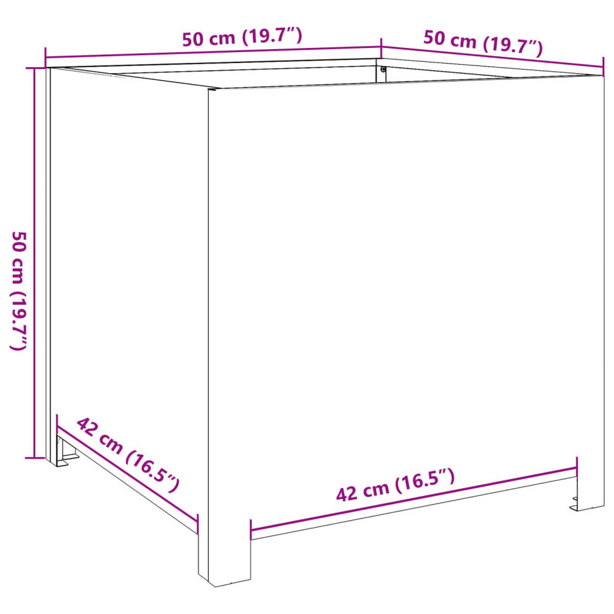 PFLANZKÜBEL Anthrazit 50/50/50 Cm Stahl - Anthrazit, Metall (50/50/50cm) - vidaXL