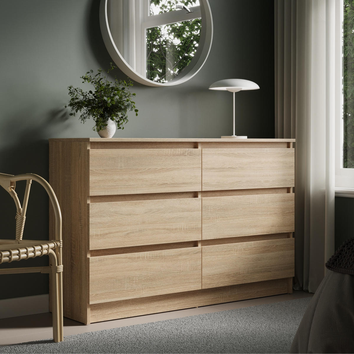 KOMMODE mit 6 Schubladen 120 cm breit in Sonoma - Sonoma Eiche, Holzwerkstoff (120/78/35cm) - Home Collective