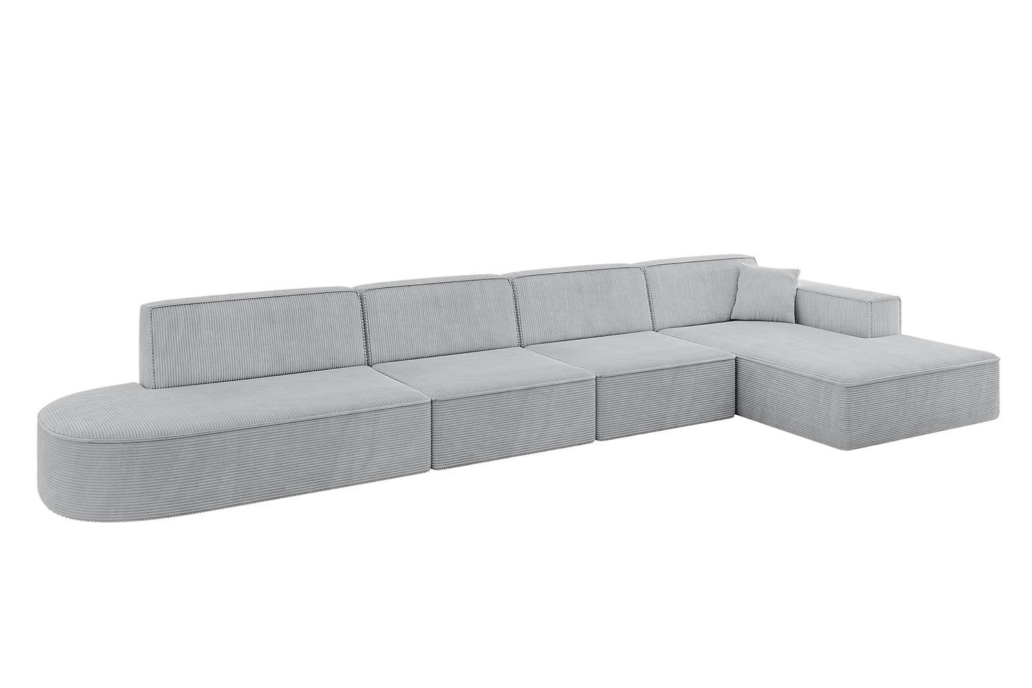 ECKSOFA Ottomane Rechts IREA-L3-v4 - 413x171x79 cm Grau - Hellgrau/Grau, Holzwerkstoff/Textil (171/413cm) - ALTDECOR