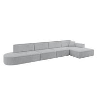 ECKSOFA Ottomane Rechts IREA-L3-v4 - 413x171x79 cm Grau - Hellgrau/Grau, Holzwerkstoff/Textil (171/413cm) - ALTDECOR