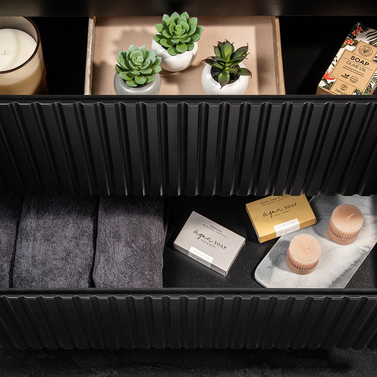 WASCHTISCH Newport-56 - Schwarz, Holzwerkstoff (50/71/40cm) - Lomado