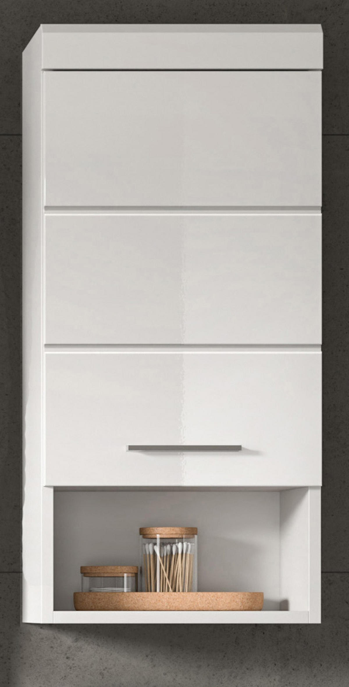 HÄNGESCHRANK weiß Hochglanz 37 x 79 cm, Badschrank hängend - Weiß Hochglanz/Silberfarben, Holzwerkstoff/Kunststoff (37/79/24cm) - Inn.Furn
