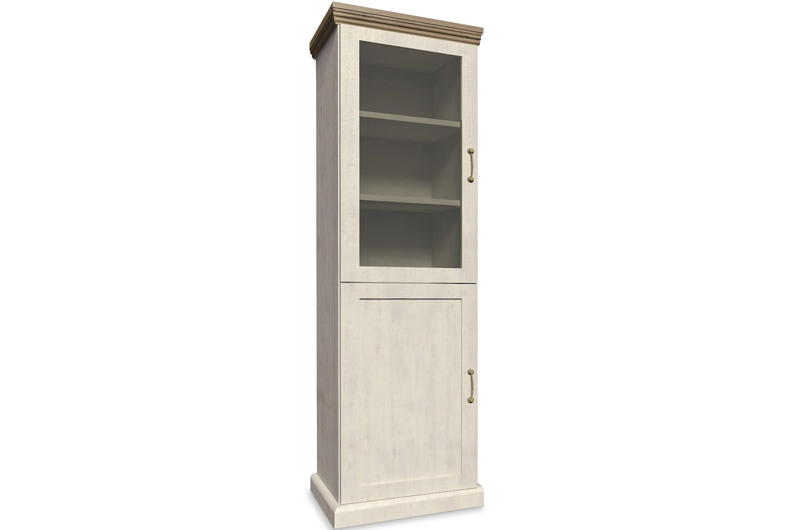 VITRINENSCHRANK ARVEN mit Glastür, Cremeweiß - Eichefarben/Creme, Holz (57/187/39cm) - KONSIMO®