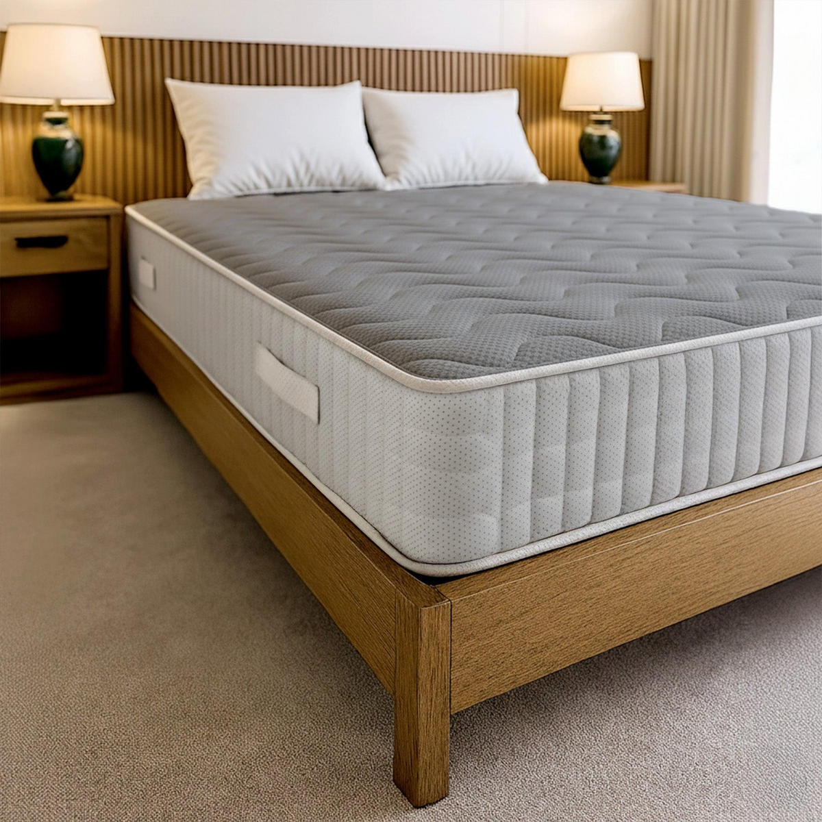 DOPPELMATRATZE 160x200 Memory-Schaum 9 Zonen H25 orthopädisch antiallergisch - Weiß, Textil (160/200cm) - The White Stone