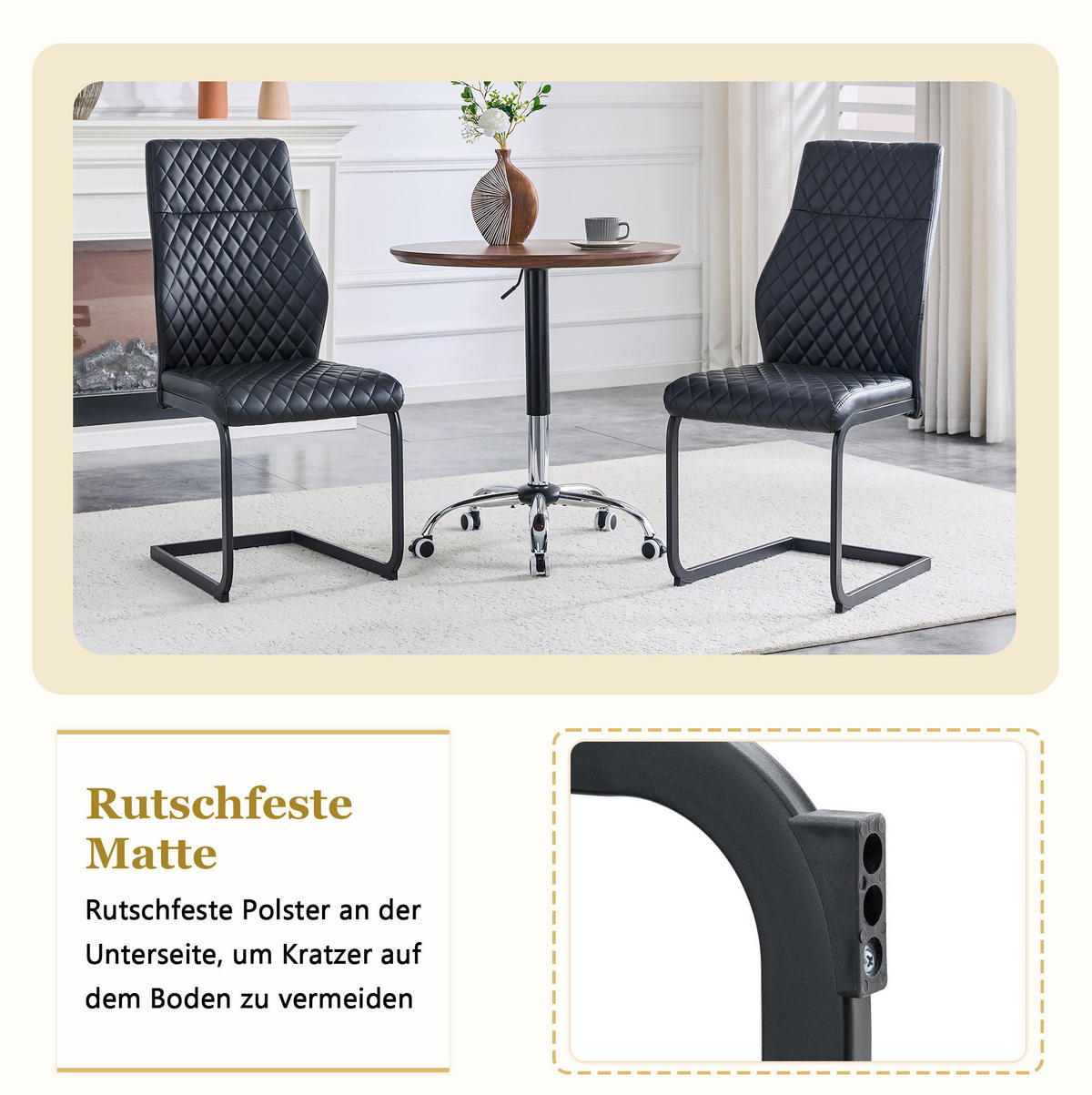ESSTISCH-SET 4er-Set rund 107 cm Schwarz MDF Metall - Schwarz, Metall (107/75/107cm) - Meubliv