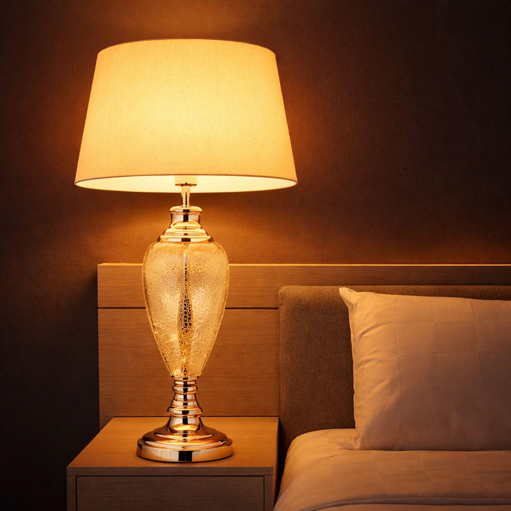 LED TISCHLEUCHTE Altmessing Chrom - Weiß, Glas (38/38/66cm) - Globo Lighting