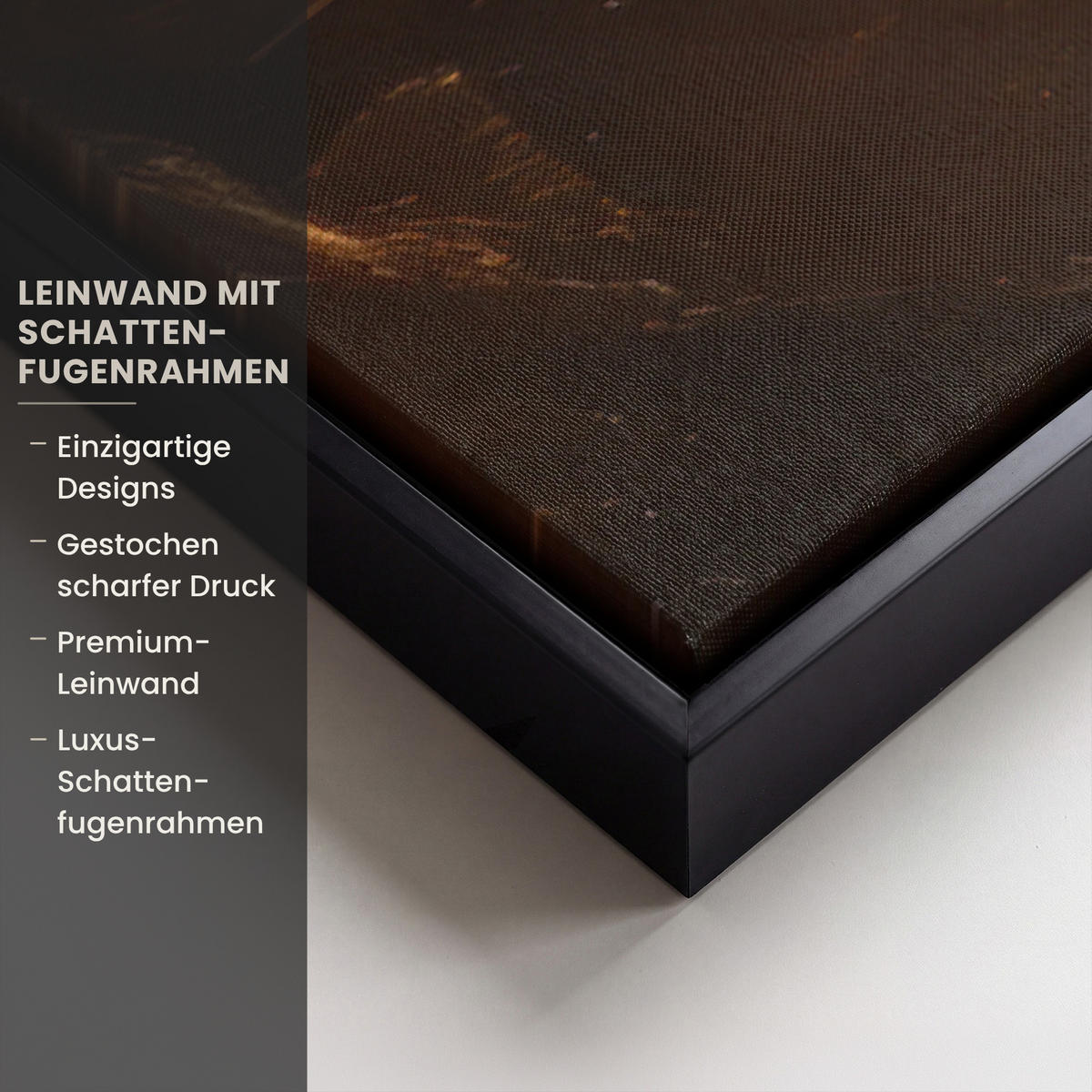 LEINWAND Bilder mit Rahmen - Gesicht - Dame - Blätter - Pinselstriche - 150x100 - Goldfarben, Textil (150/100cm) - MuchoWow