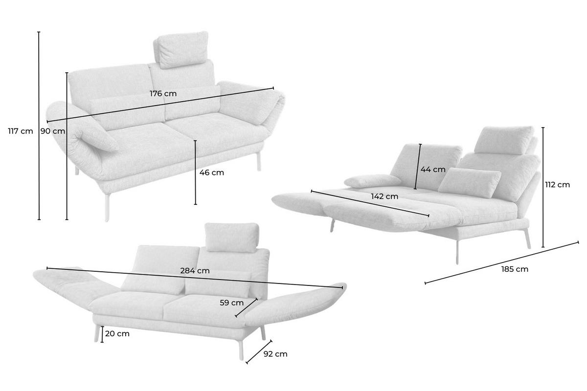 SOFA HOLLY Gelb Flachgewebe - Gelb/Braun, Textil/Metall (176/90/92cm) - KAWOLA