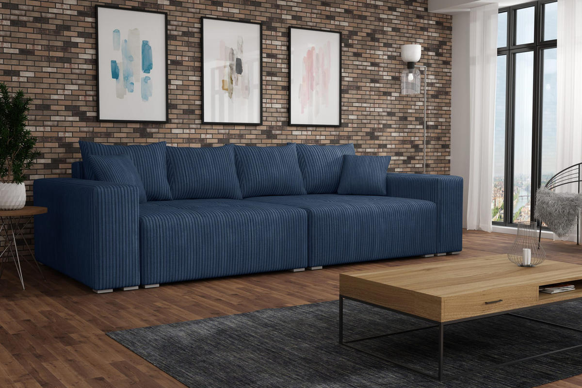 SCHLAFSOFA Couch Elstra Dunkelblau - Dunkelblau, Textil (300/97/140cm) - Fedve