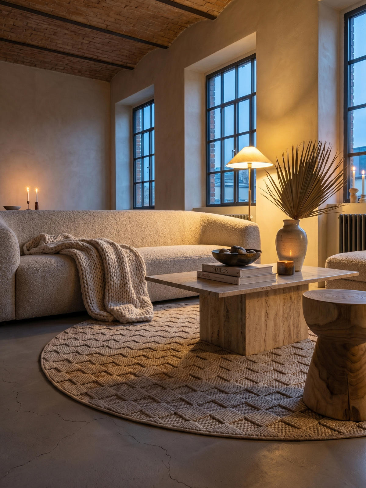 TEPPICH Flachgewebe LANGAU in Beige, mit Schachbrettmuster, Ø 80 cm - Beige, Textil (80/80cm) - KADIMA DESIGN