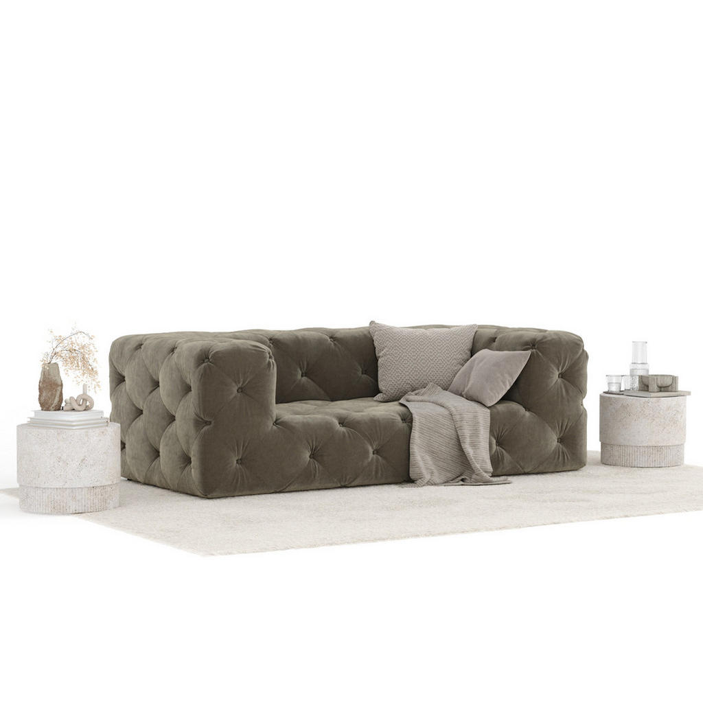 Thumbnail - Maison de Reve 2-Sitzer-Sofa, Taupe, Textil, Füllung: Schaumstoff, Rechteckig, Rundrohr, 193x71x100 cm, Oeko-Tex® Standa...