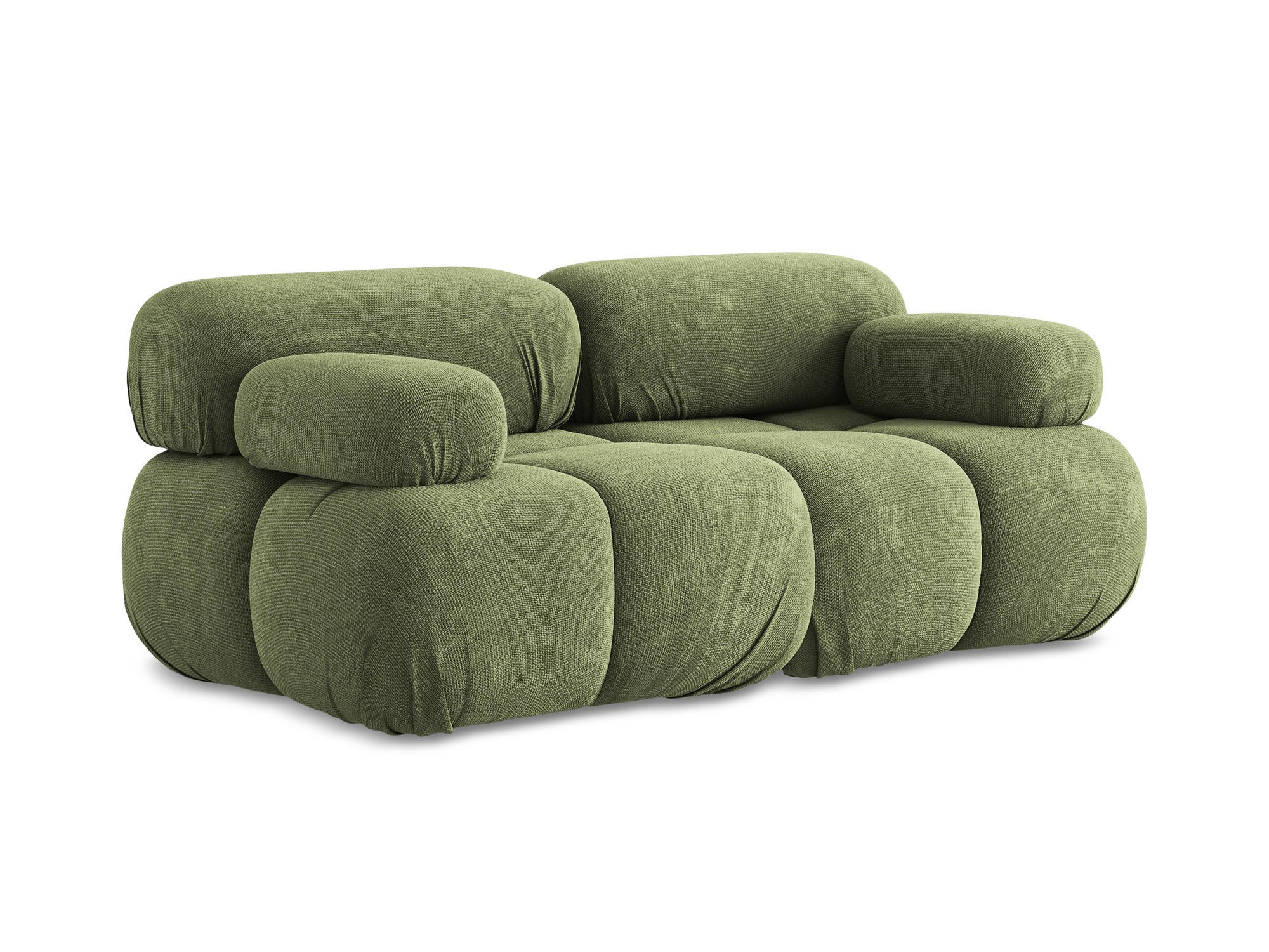 2-SITZER-SOFA Chenille Stoff Grün - Schwarz/Grau, Kunststoff/Textil (190/70/96cm) - Makamii