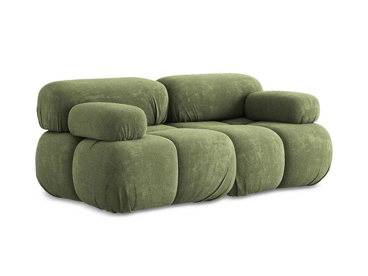2-SITZER-SOFA Chenille Stoff Grün - Schwarz/Grau, Kunststoff/Textil (190/70/96cm) - Makamii