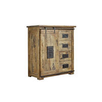 KOMMODE Mango 90x45x100 natur lackiert RAILWAY #103 - Braun, Holz (90/100/45cm) - Massivmoebel24