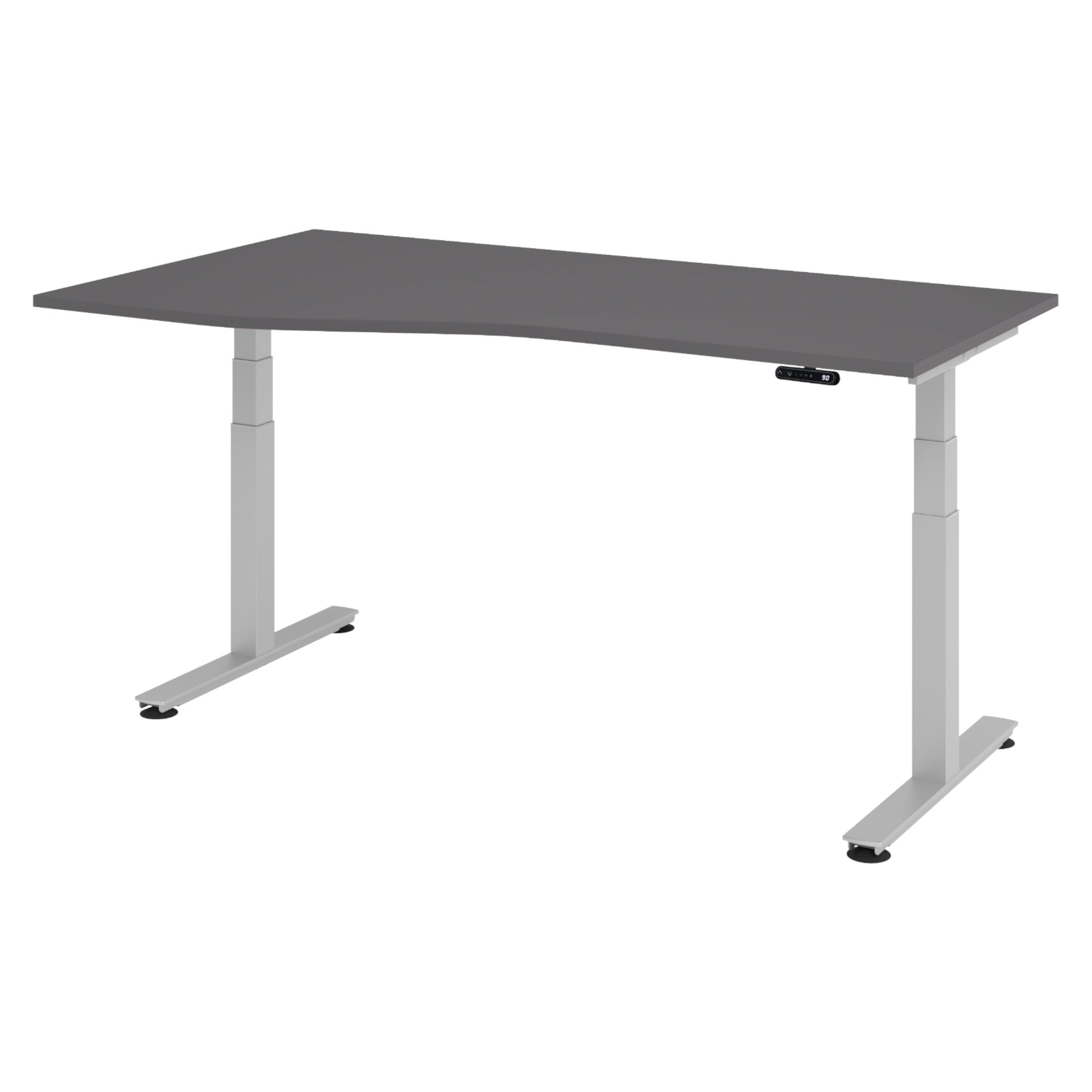 bümö Schreibtisch Graphit, Silber 180x74x100 cm