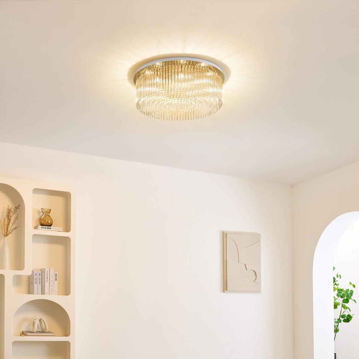 DECKENLEUCHTE Sandrilla, Transparent und goldfarben, 20.5cm - Transparent, Glas (20/62/20.5cm) - KOSILUM