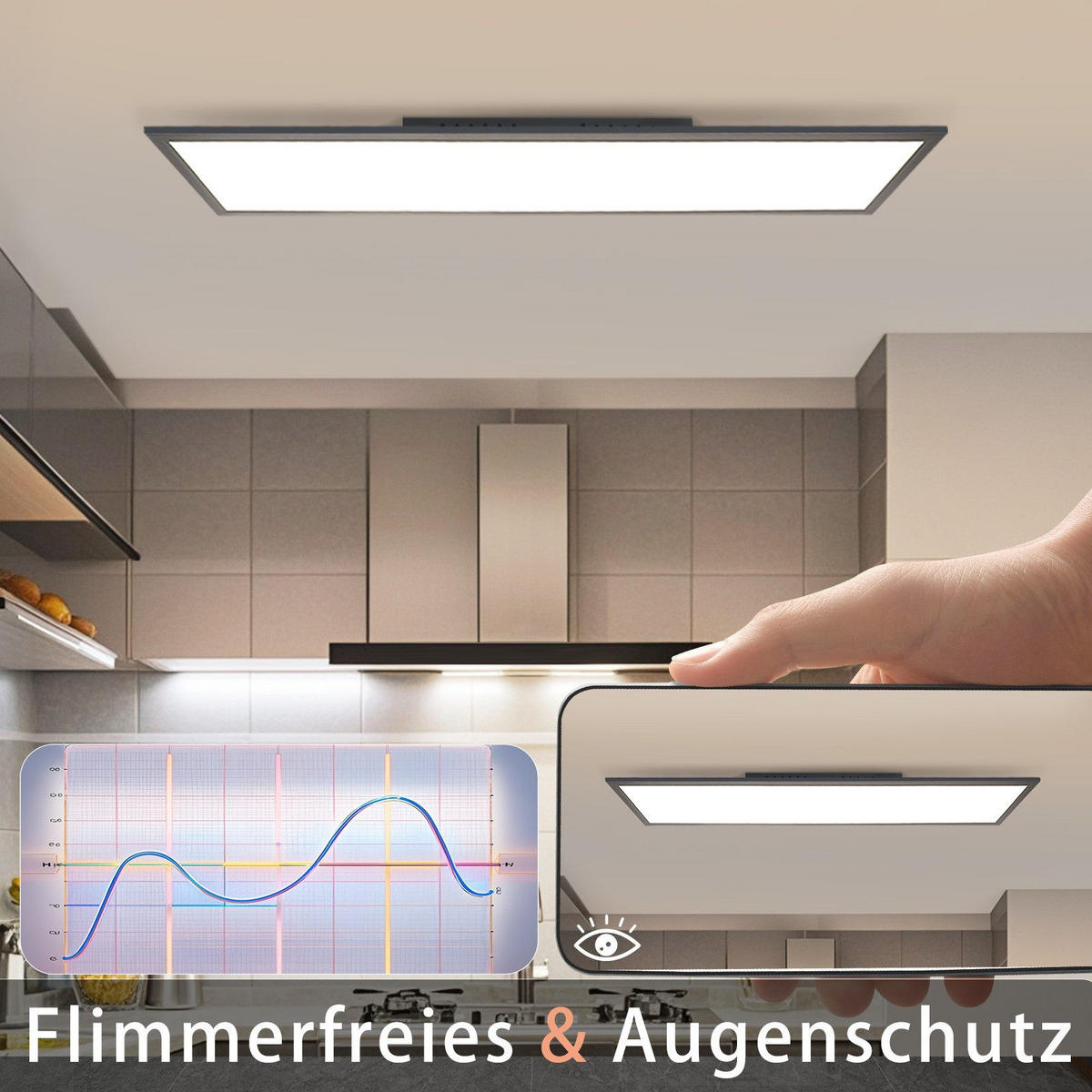 LED-DECKENLEUCHTE Landshut 100/25/4.5 cm - Schwarz, Metall (100/25/4.5cm) - Nettlife