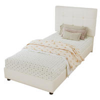 POLSTERBETT 90/200 cm Beige mit keksförmigem Kopfteil und weicher Polsterung - Beige, Holzwerkstoff (90/200cm) - Flora Grace
