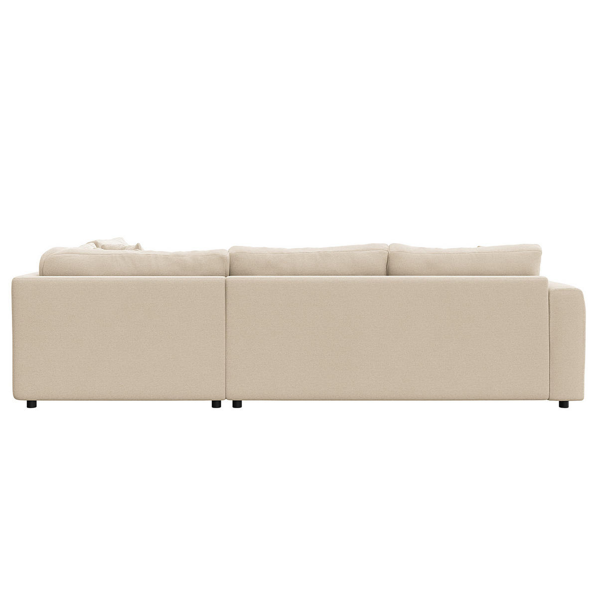 ECKSOFA mit Ottomane - Beige/Schwarz, Holz/Kunststoff (267/254cm) - home24