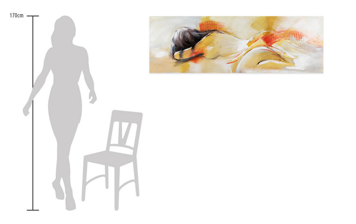 ÖLGEMÄLDE 150/50 cm - Gelb/Orange, Holz/Textil (150/50cm) - KUNSTLOFT
