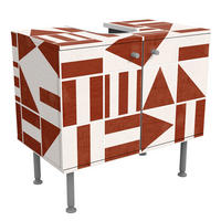 WASCHBECKENUNTERSCHRANK Fliesen mit geometrischen Formen Terracotta Shabby 60/55/35 cm - Rot, Holzwerkstoff (60/55/35cm) - Bilderwelten