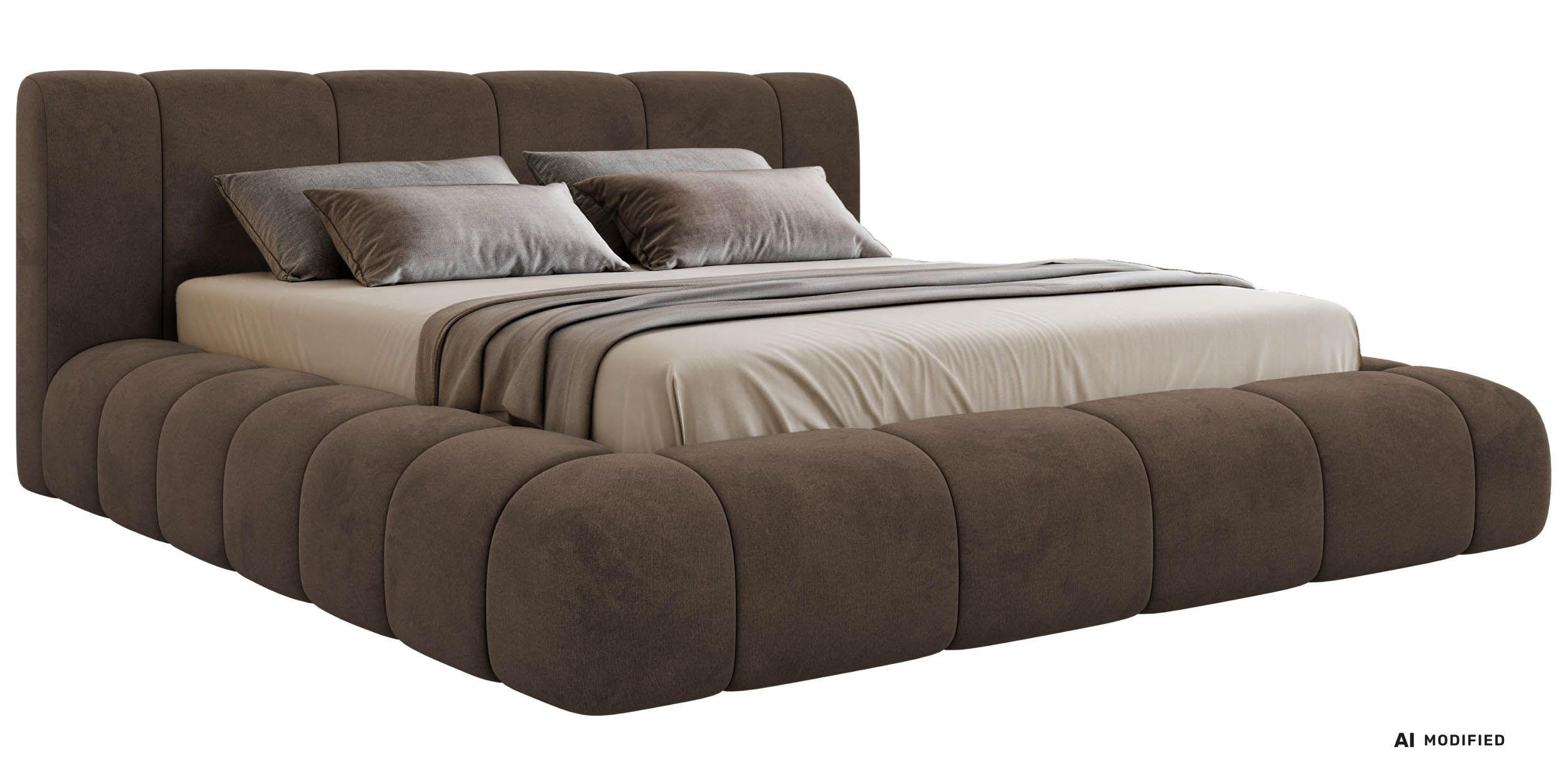 POLSTERBETT NUBEA CLASSIC 180/200 - Braun Velvet - ohne Matratze - Braun, Textil (180/200cm) - MKS