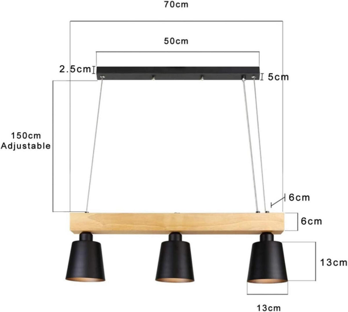 HÄNGELEUCHTE Formel 3-flammig 70/14/23 cm - Schwarz, Holzwerkstoff (70/14/23cm) - Nettlife