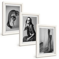 BILDER SET 3er Set - 20x30 cm Weißer Rahmen - Schwarz-Weiß-Porträts von Frauen - Weiß, Kunststoff (20/30cm) - TULUP