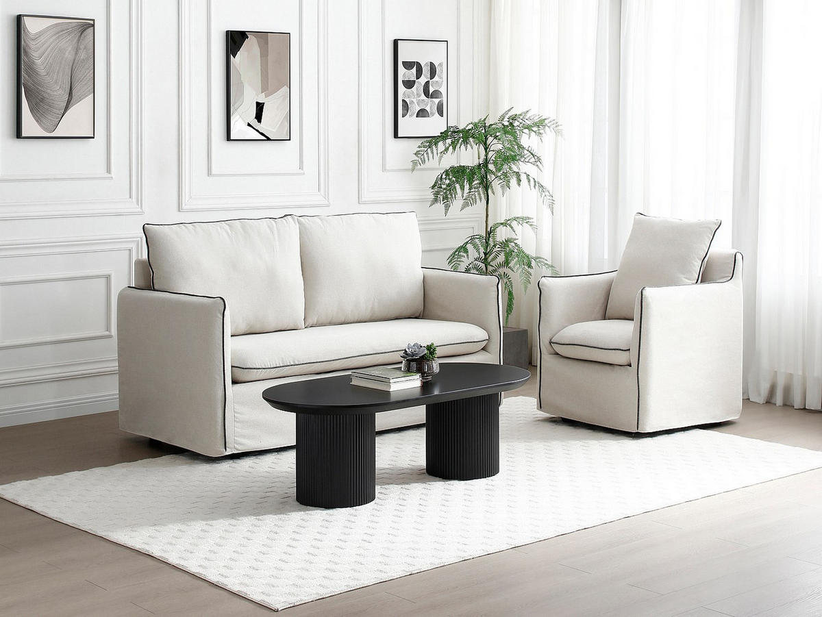 COUCHTISCH - MDF - Schwarz - LORIMILA - Schwarz, Holz (120/60/40cm) - Vente-Unique