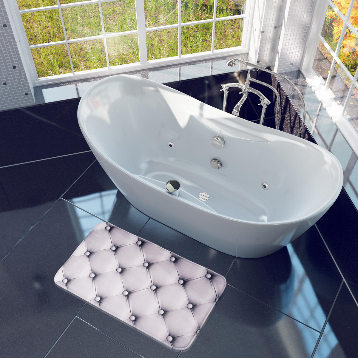 BADTEPPICH Comfort 70 x 110 cm - Grau, Textil (70/110cm) - Sanilo