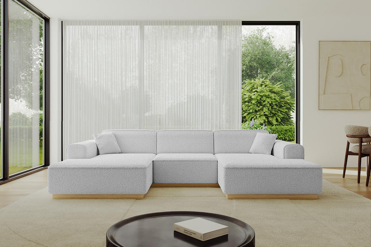 WOHNLANDSCHAFT IREA-U1-v2 - 297x165x81 cm Hellgrau - Hellgrau, Holzwerkstoff/Textil (297/81/165cm) - ALTDECOR