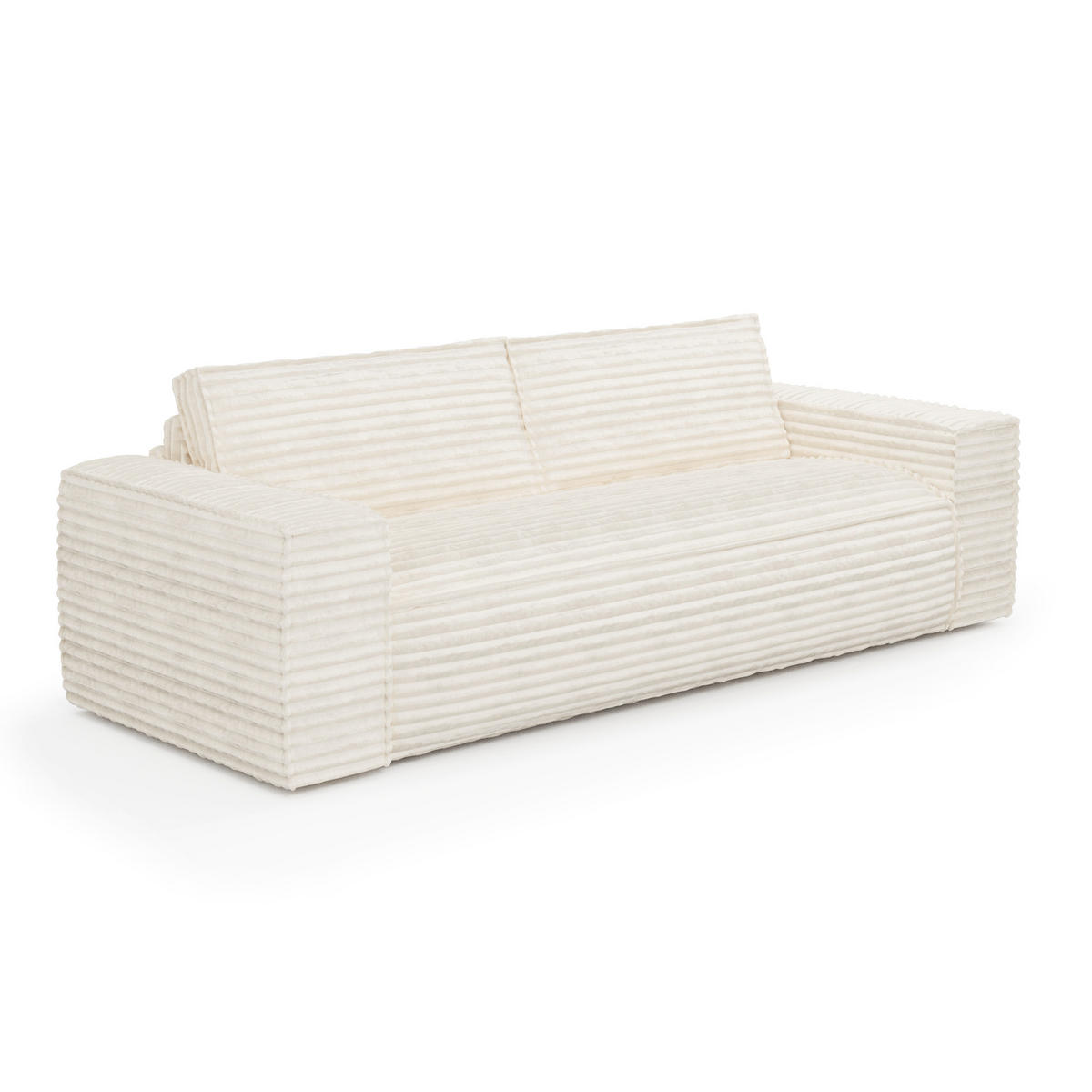 SCHLAFSOFA GERADE Gerippter Samt Creme 234cm - Creme, Textil (234/90/100cm) - Sia Home