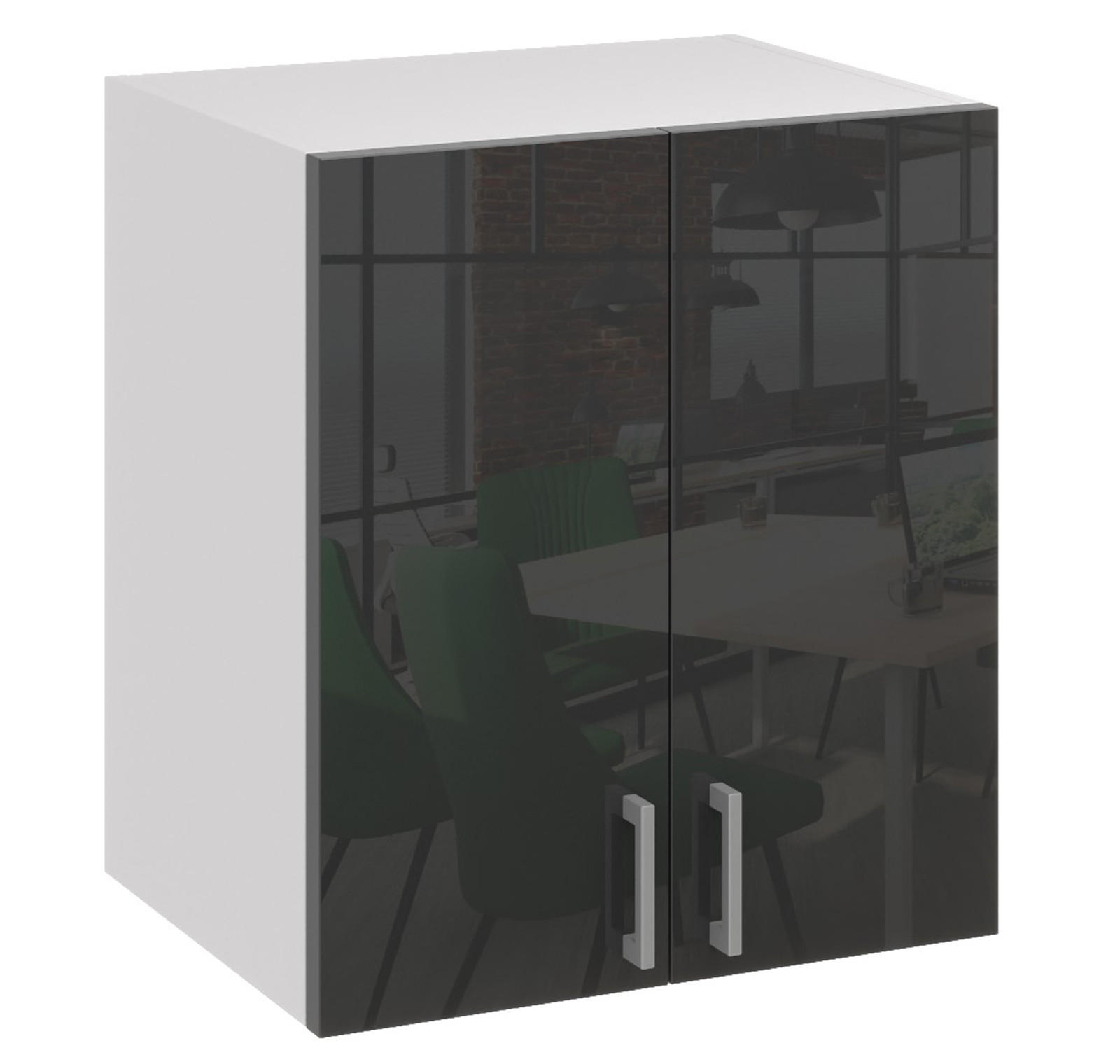 HÄNGESCHRANK G60 2D - Schwarz Hochglanz, Holzwerkstoff (69/60/31cm) - roe furniture