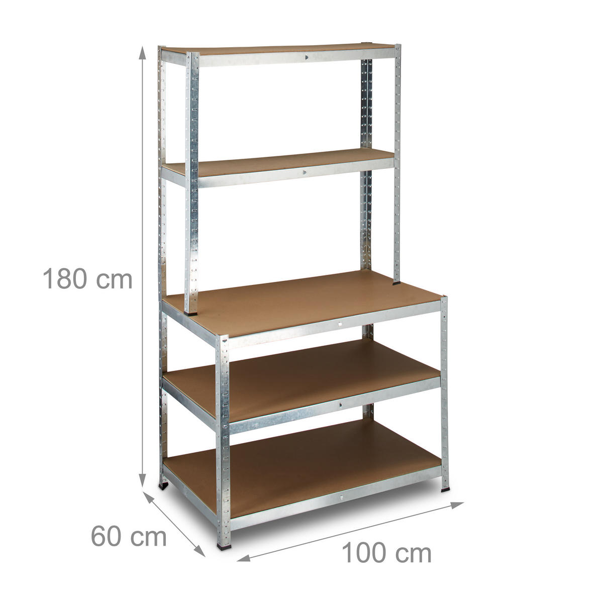 SCHWERLASTREGAL - Multicolor, Holzwerkstoff/Metall (100/180/60cm) - Relaxdays