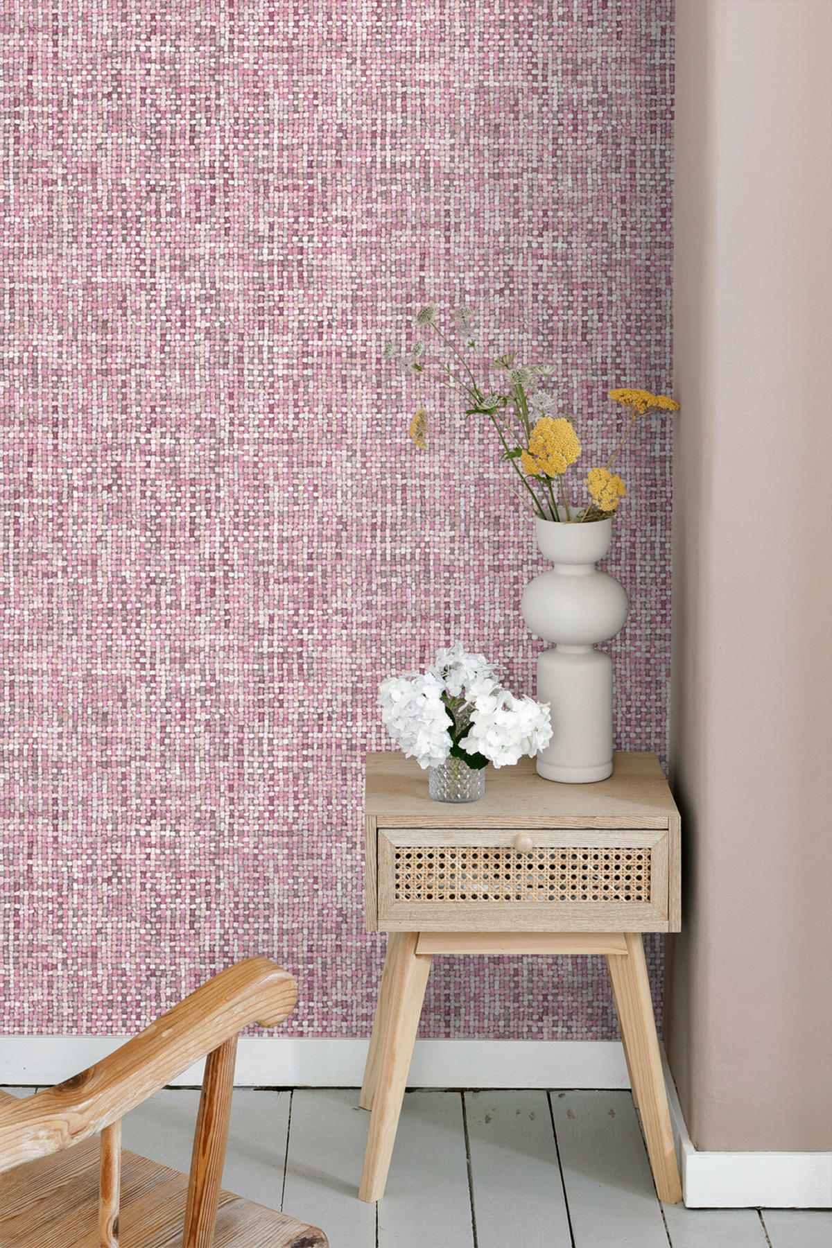TAPETE Leinen-Optik 53 cm x 10.05 m - Pink, Papier (53/1000cm) - ESTAhome