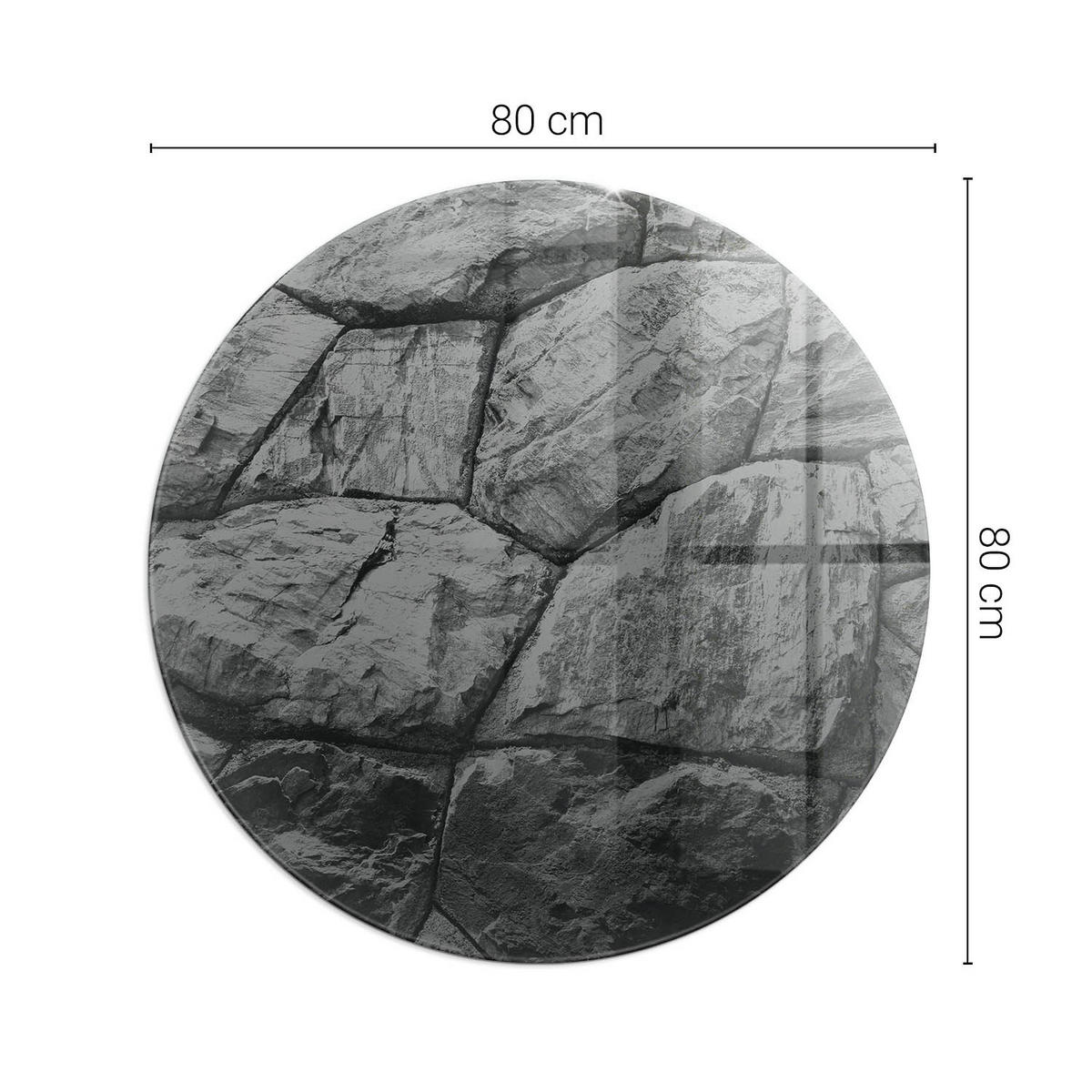GLASPLATTE für Kamin Ø 80 cm - Grau, Glas (80/80/0.4cm) - TULUP