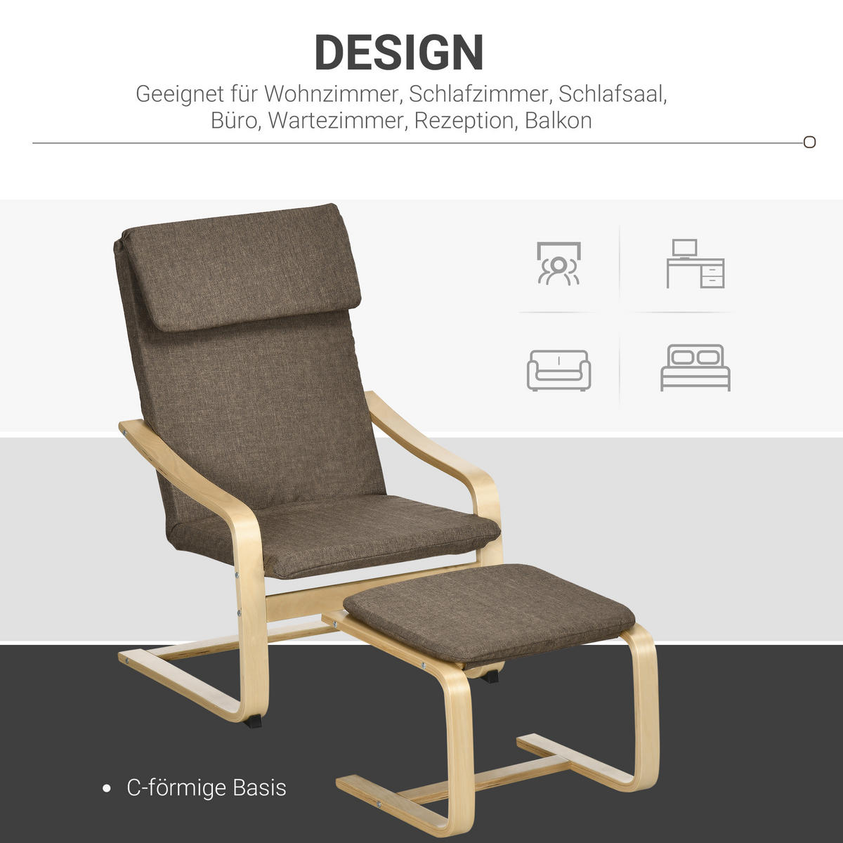 RELAXSESSELSET Braun - Braun, Kunststoff (80/99/66.5cm) - HOMCOM