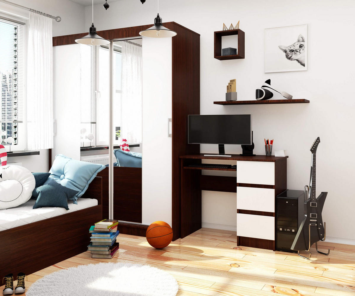 SCHREIBTISCH Dunkelbraun, Weiß 77/90/50 - Dunkelbraun/Weiß, Holzwerkstoff (50/90/77cm) - RAUMHIRSCH FURNITURE