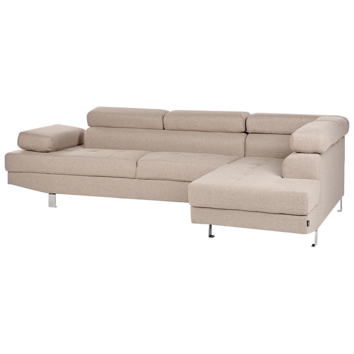 COLȚAR cu 5 locuri textil bej pe partea stângă Norrea - argintiu/bej, material textil (262/169cm) - Beliani