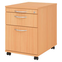 ROLLCONTAINER - mit Hängeregistratur 58/42,8/59 cm in Buchefarben Bogengriff (Metall) - Buchefarben, Holzwerkstoff (42.8/59/58cm) - bümö