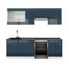 KÜCHENZEILE Fame-Line Dunkelblau Hochglanz/Weiß 240 cm, AP Anthrazit - Dunkelblau/Weiß, Holzwerkstoff (240/81.6/60cm) - Vicco