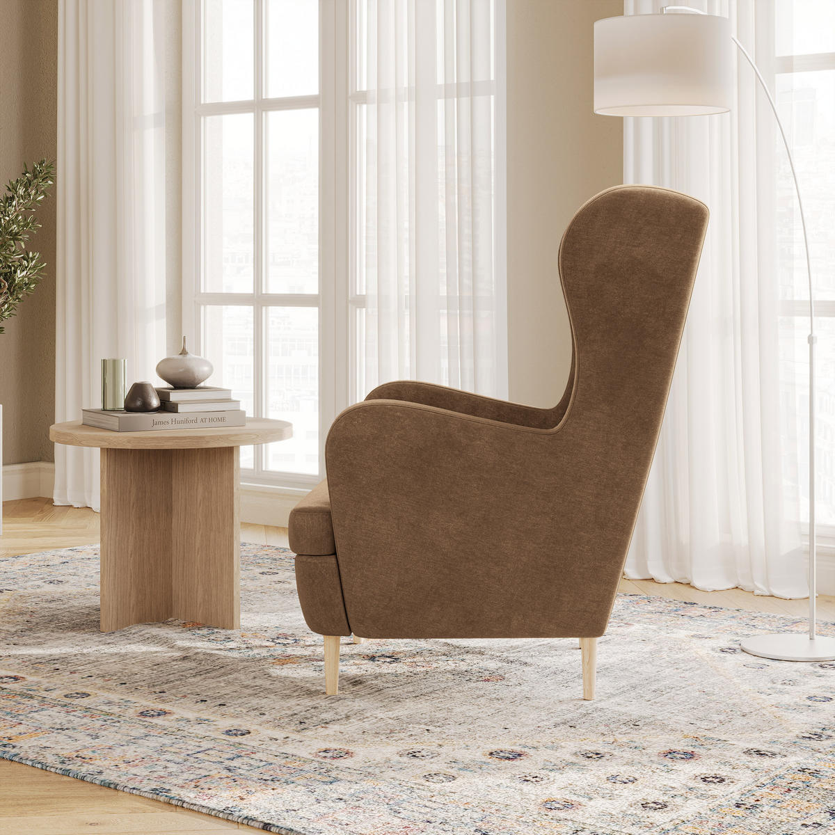 KŘESLO ušák VOGERA M, béžová - béžová, dřevo/textil (78/103/85cm) - MASSENO